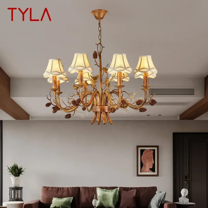 

TYLA Американская Ретро Люстра с птицами Креативность Гостиная Ресторан Спальня Кафе Бар Магазин одежды Бревенчатая кабина Подвесной светильник