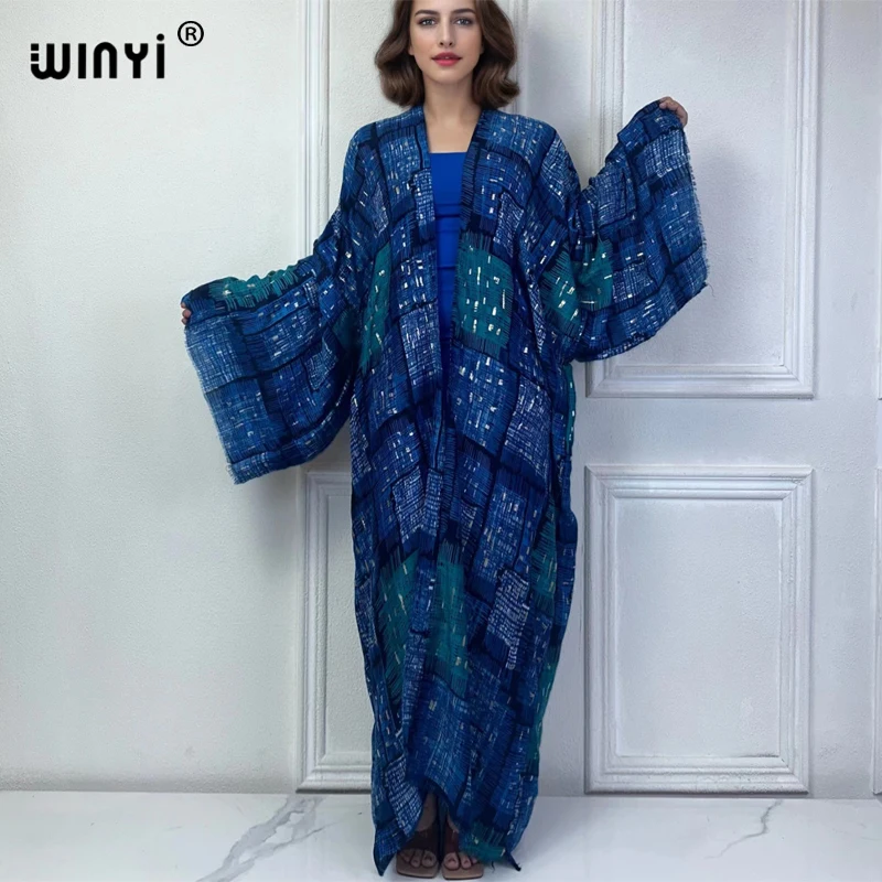 WINYI-Cardigan kimono d'été pour femmes, vêtements de plage, élégant, abaya, sexy, manteau long, couverture musulmane