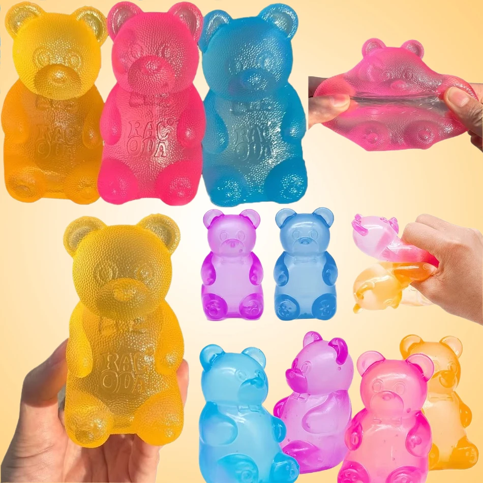 4 Styles Colourful Cute Bear Squeeze Toy Creative Toys Soft Simulated Transparent Slow-rebound Decompression Toy for Adult