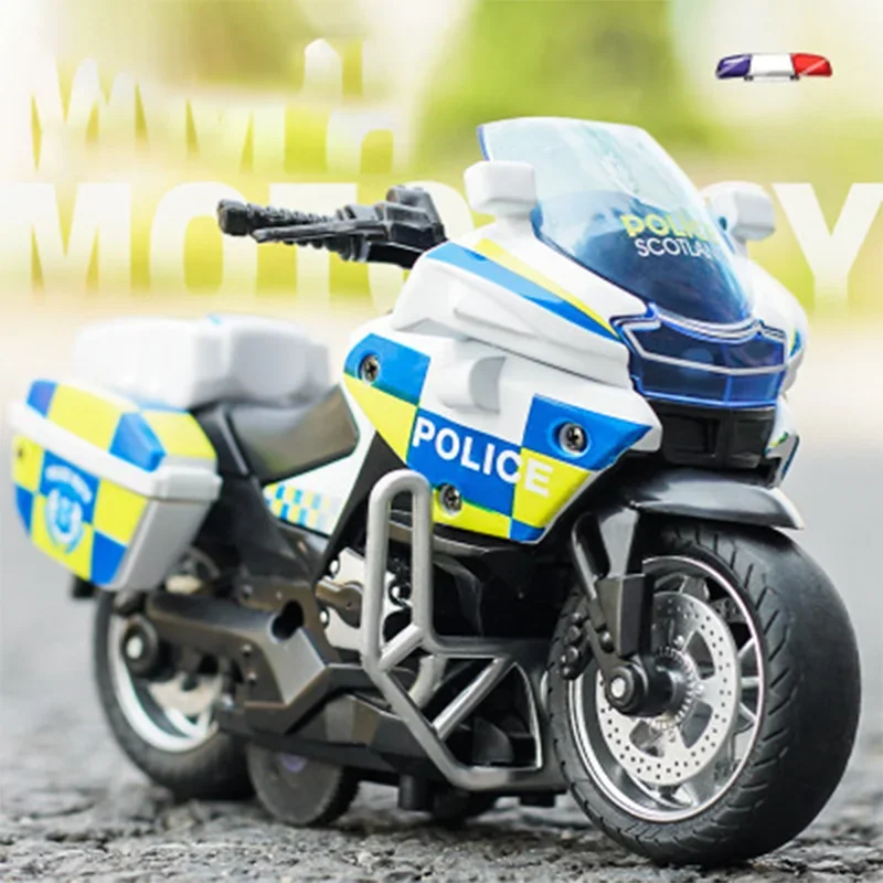 1/14 Legierung Motorrad Zurückziehen männer Lokomotive Polizei Auto Simulation Fahrzeug Modell Spielzeug mit Licht und Musik kinder Spielzeug