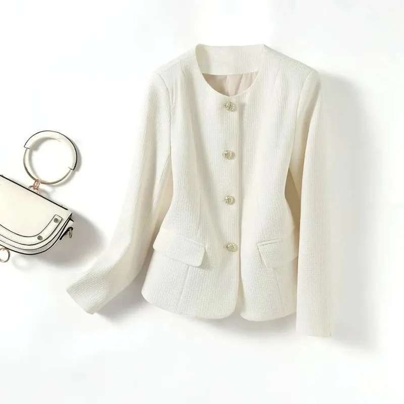 الخريف جولة الرقبة بدلة قصيرة المرأة معطف أزياء عارضة مكتب السيدات السترة الأعمال ملابس العمل الدعاوى سترة معطف ملابس خارجية سيدة