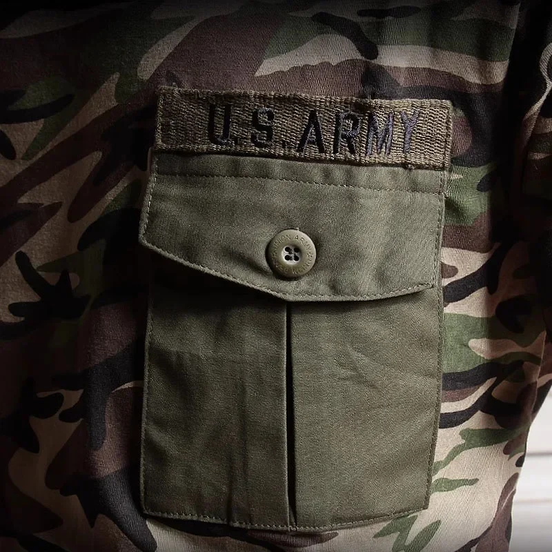 Summer Cotton Tactical T-shirts Men Vintage Airborne Short Sleeved Outdoor T Shirt Breathable Embroidery Pockets O Neck