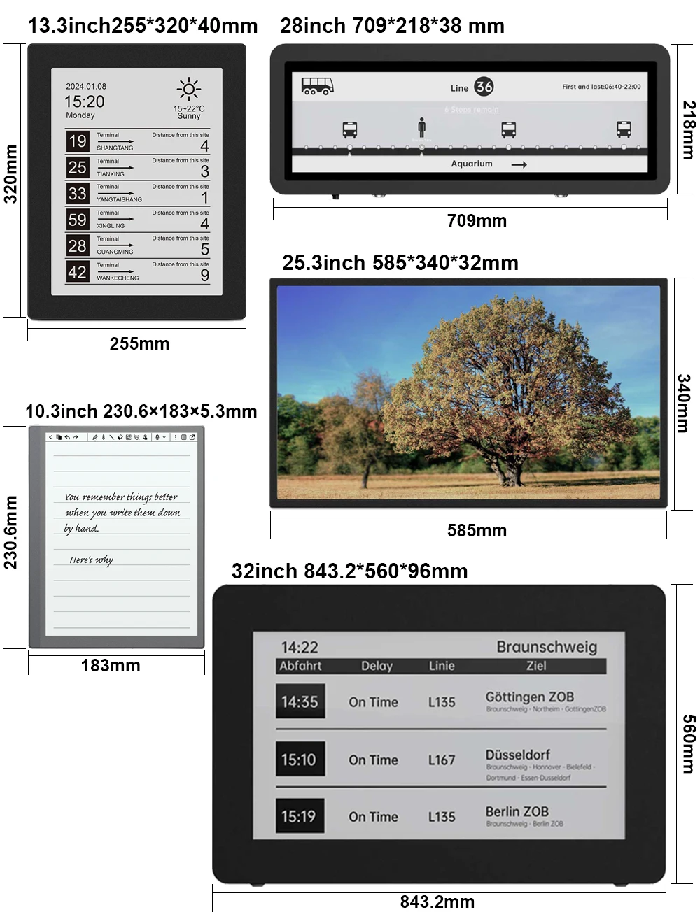 31.5 Inches Outdoor Android Wall Mounted E-Ink E Paper Display Digital E-Paper Screen in Black & White for Advertising Equipment