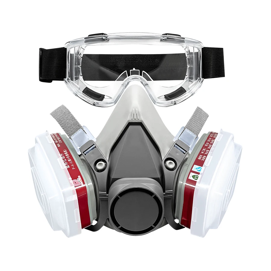 

Reusable 6200 Face Mask Cover with Filters for Painting Gas Dust Machine Polishing Organic Vapors with Cotton and Goggle