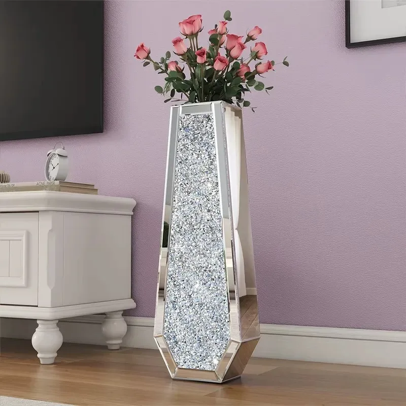 Luxury Handmade Full Mirror Glass Floor Vase for Indoor Home Decor