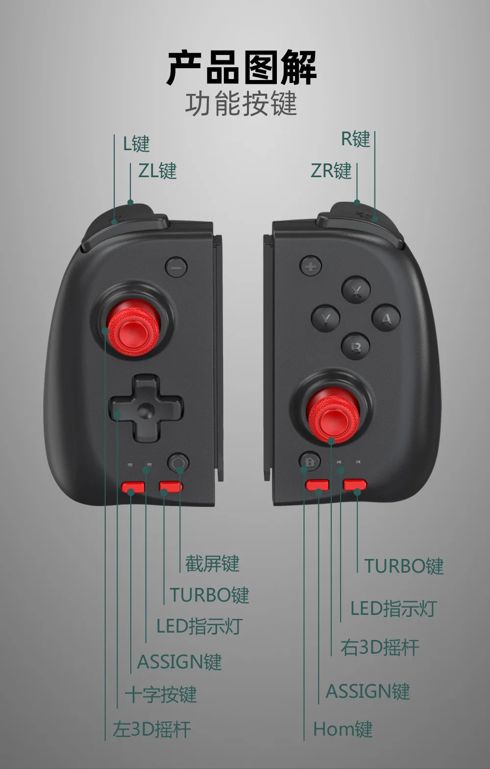 NEW TNS-19210 Programming Wired Left &Right Gamepad For Switch joypad Joystick Plug And Play For Switch Game Controller