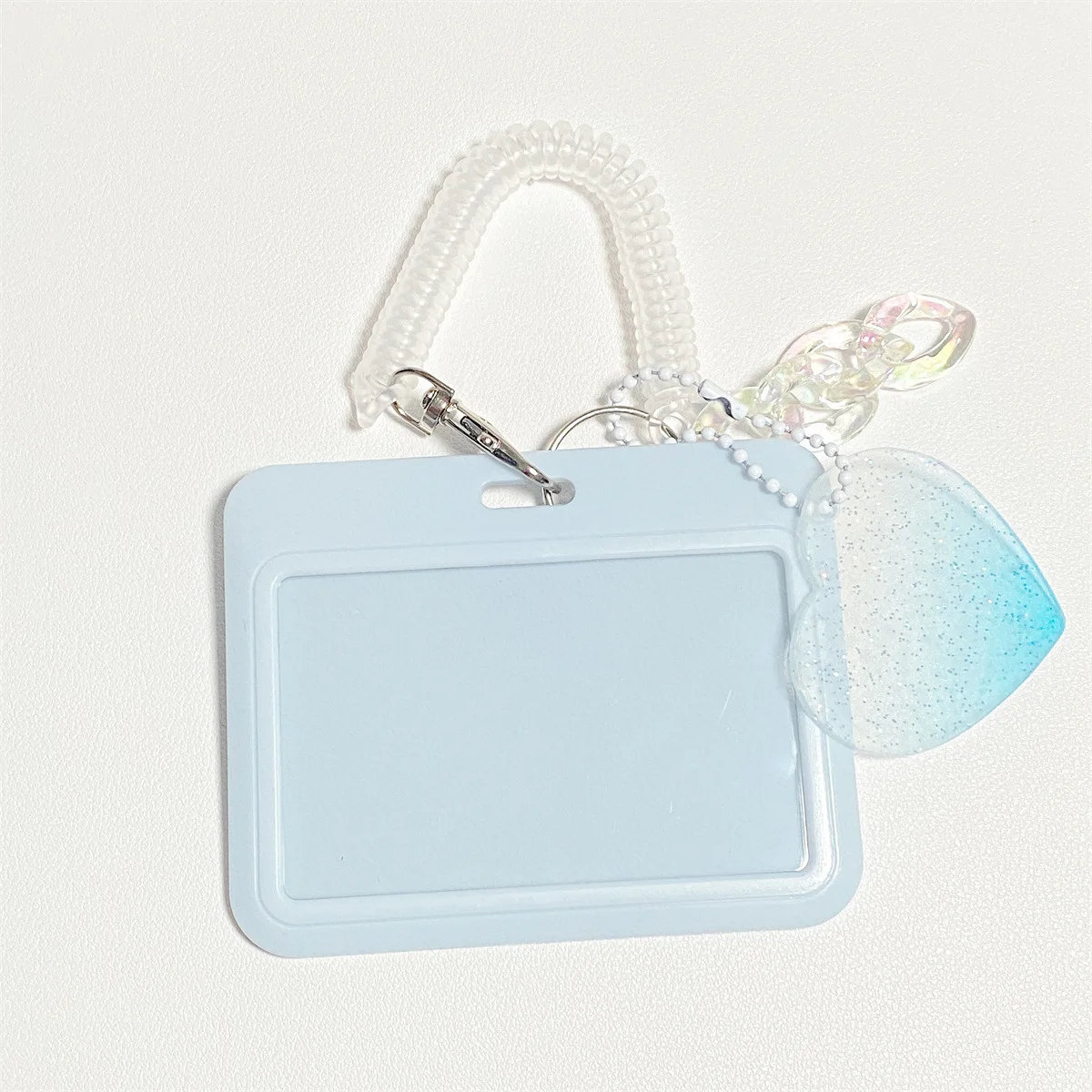 Portatarjetas de identificación con colgante de amor, fundas Kawaii para tarjetas de crédito, fundas para tarjetas de autobús para estudiantes, funda con cuerda de primavera