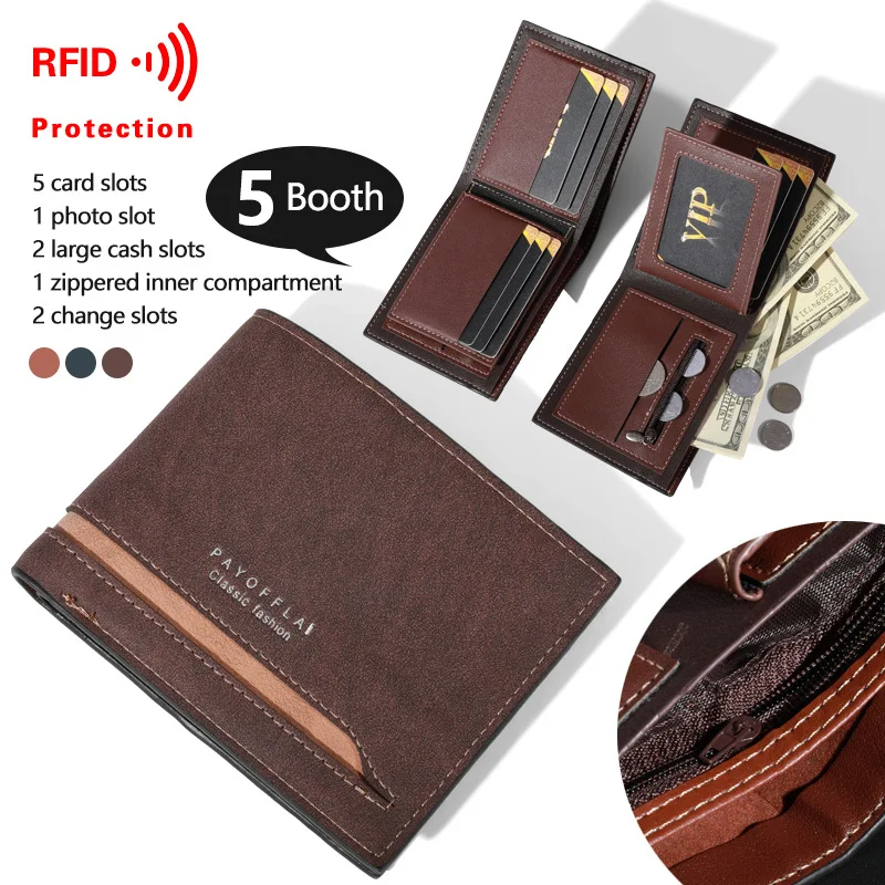 

vip Men's Fashion Business Short Wallet With Card Slots Horizontal Soft PU Leather Wallet