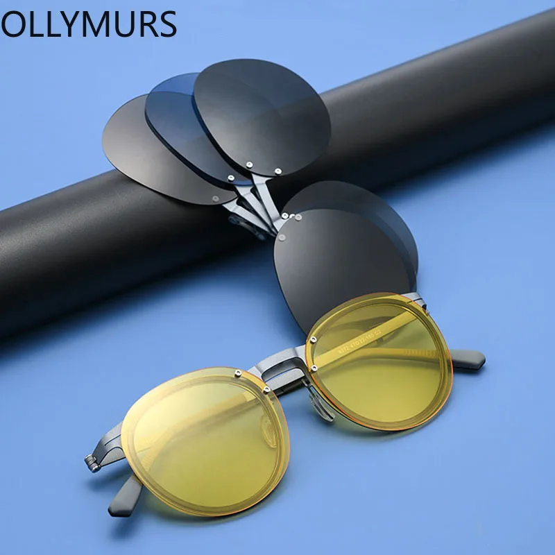 

Ollymurs Magnetic Polarized Sunglasses Denmark Eyeglasses Frame Men's Outdoor Driving Designer Pure Titanium Frame Eye Glasses