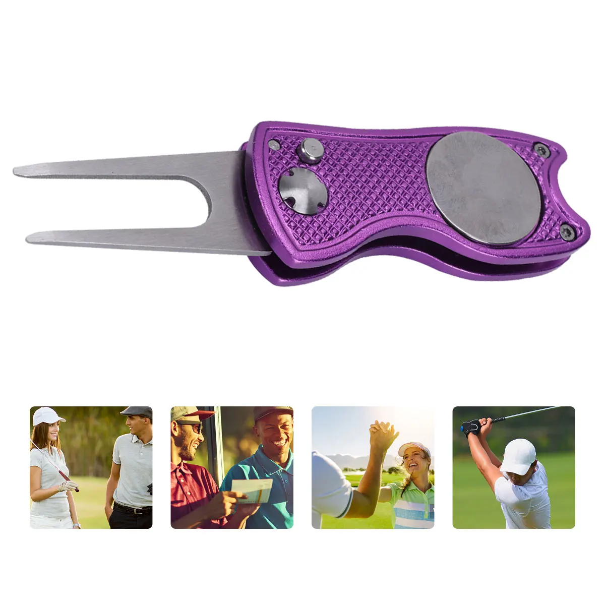 

Stainless Steel Golf Fork Foldable Ball Divot Tool Marker Repair Tool Lightweight Portable Accessories for Golfer Training