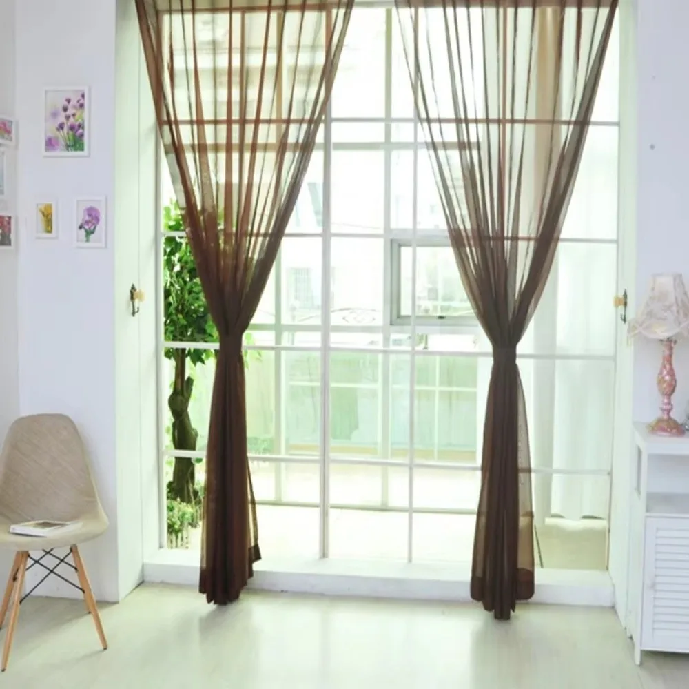 Fashion Colorful Sheer Tulle Curtains Polyester Solid Color Rod Pocket Curtain 1x2M Window Panel For Bedroom Kitchen Living Room