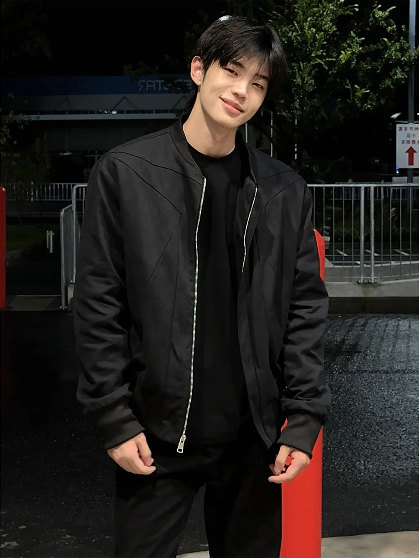 

Bla Red Inner Flight Jaet Men's ort Sle Baseball Coat Cleanfit oulder ape Autumn Faion Outerwear for Teens