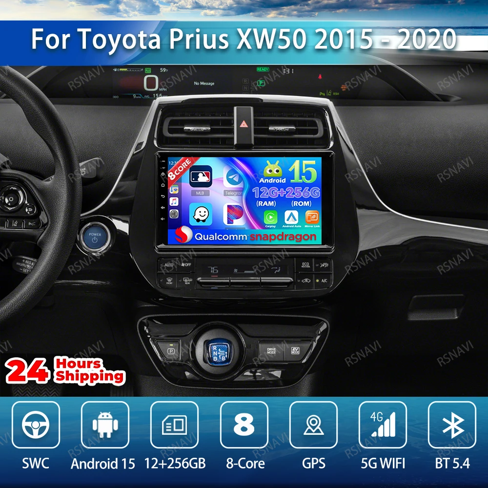 

Автомобильное радио Android 15 для Toyota Prius XW50 2015-2020 Мультимедиа 4G LTE DSP AI Voice QLED Viedo Player Qualcomm Autoradio GPS