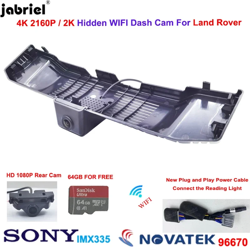 2k 4k carro dvr traço cam câmeras duplas para land rover defender 110 para land rover defender 90 2019 2020 2021 2022 uhd wifi dashcam