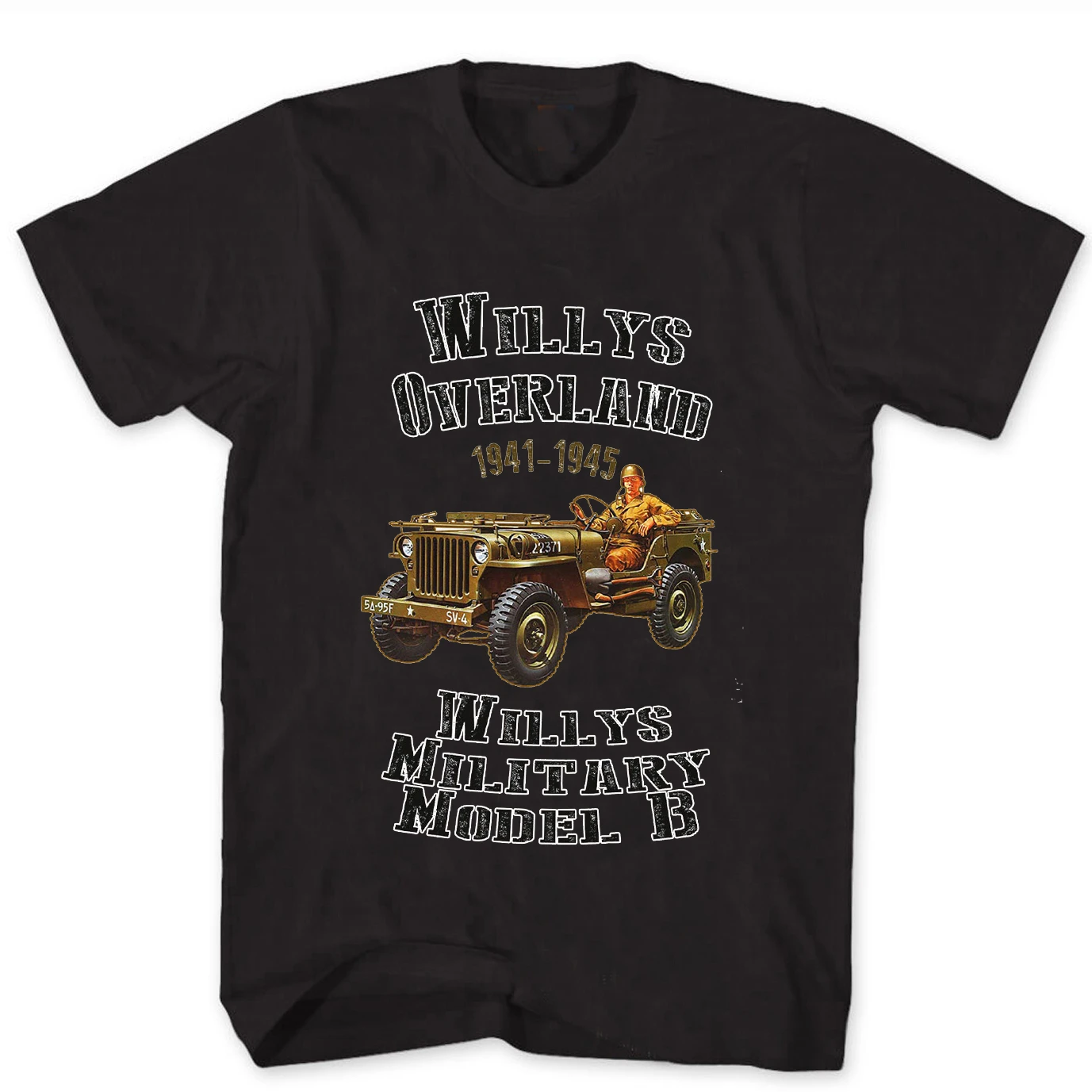 WWII US Army Willy Model B Military Vehicle Printed T Shirt. Short Sleeve 100% Cotton Casual T-shirts Loose Top Size S-3XL