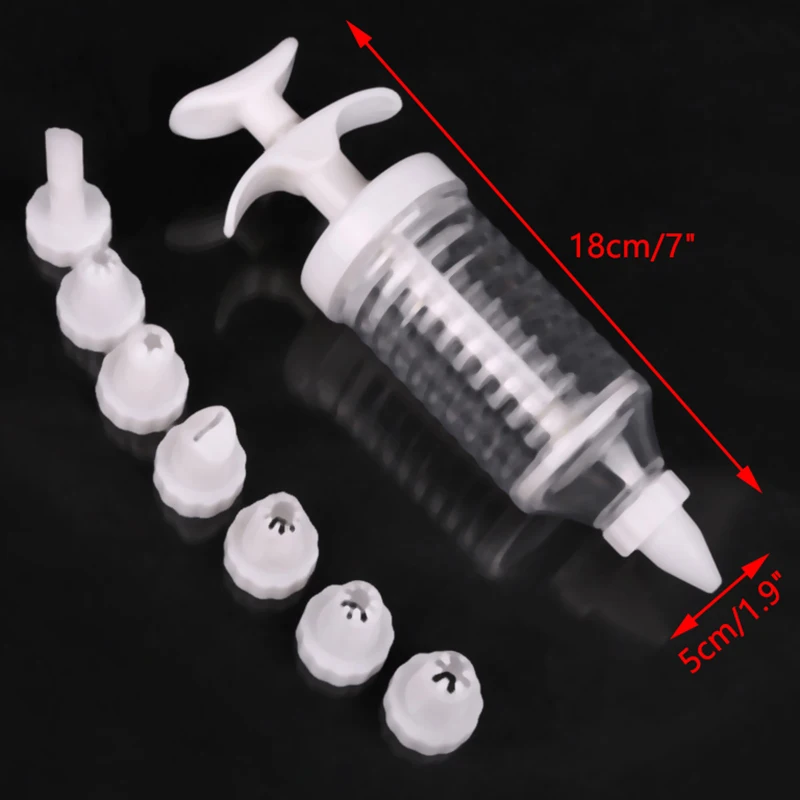 New 8 Pipe Nozzles With Syringe Plastic Cream Baking Nozzle Dispenser Icing Pastry Cream Tips Pastry Tube Decoration Tool