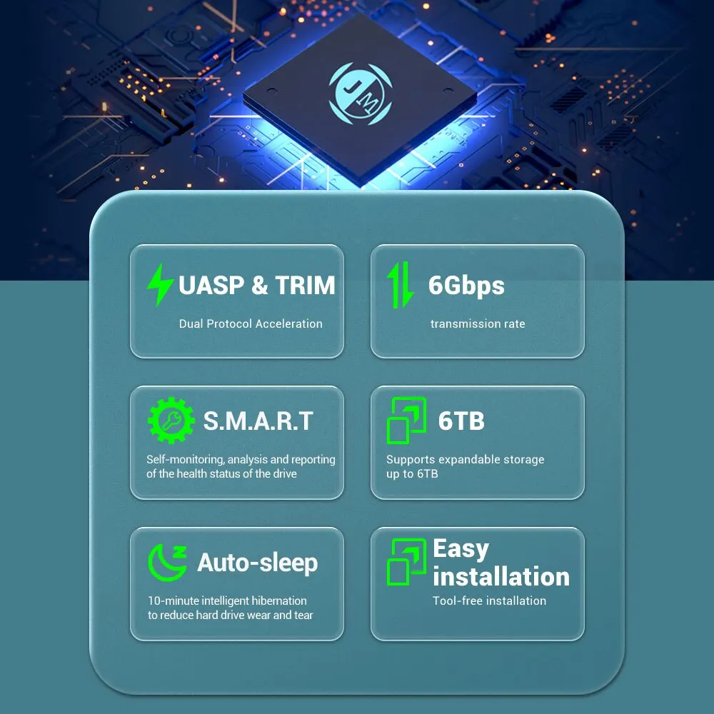 UnionSine MicroB USB3.0 2.5inch External Storage HDD Case SATA 5Gbps HDD SSD Hard Drive Enclosure Support UASP for PC Laptop