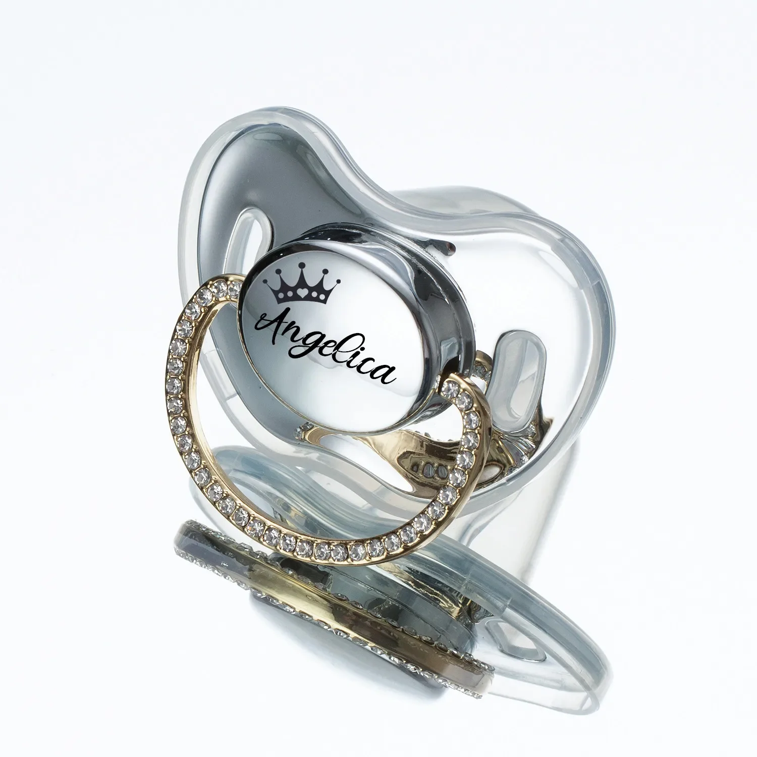 MIYOCAR Lovely bling Custom baby pacifiers with name Adorned with Elegant Rhinestones for boy girl personalized baby shower gift