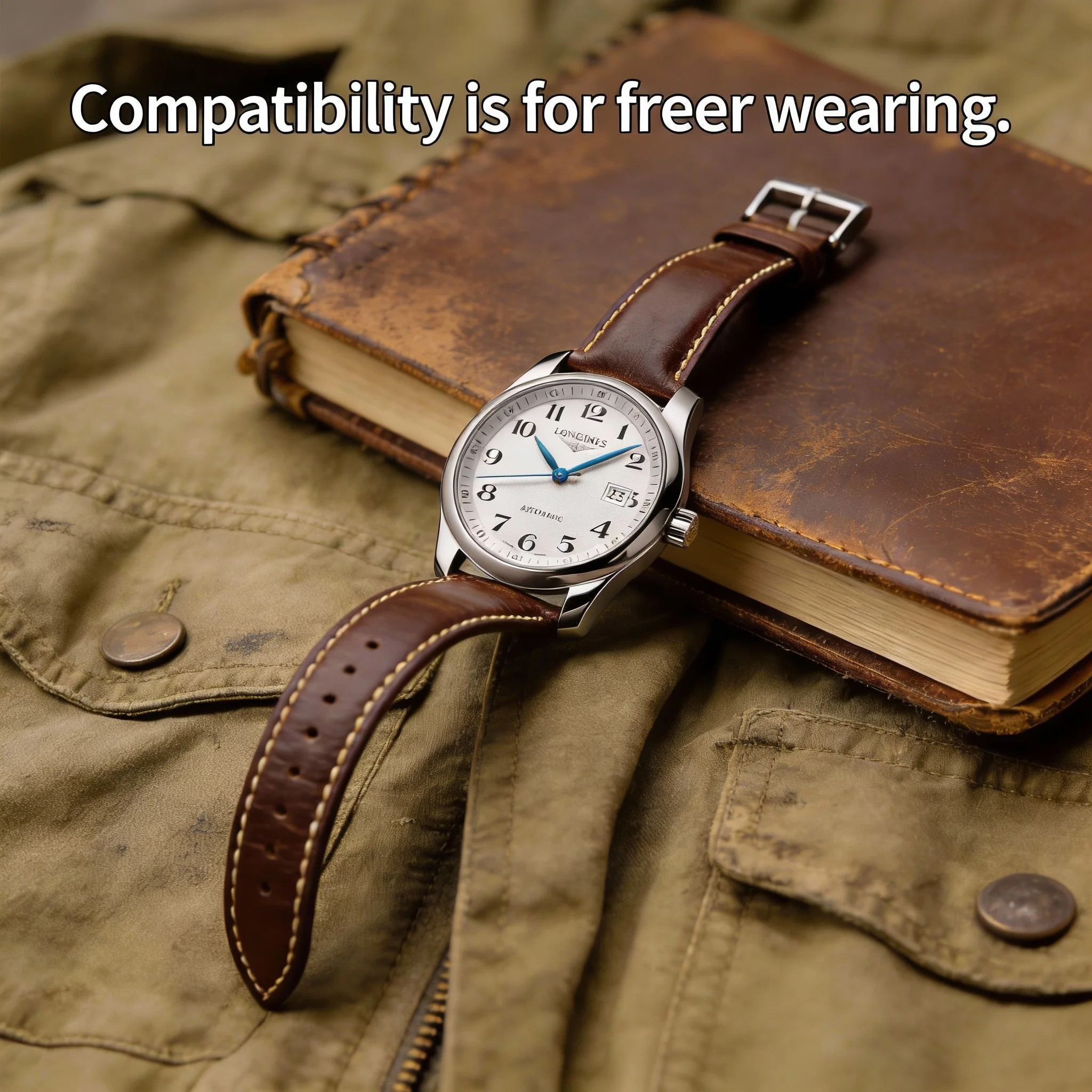For Longines Watch: 19 20 21 22mm Professional Leather Strap | Compatible with Conquest, HydroConquest, Elegant Models | Premium