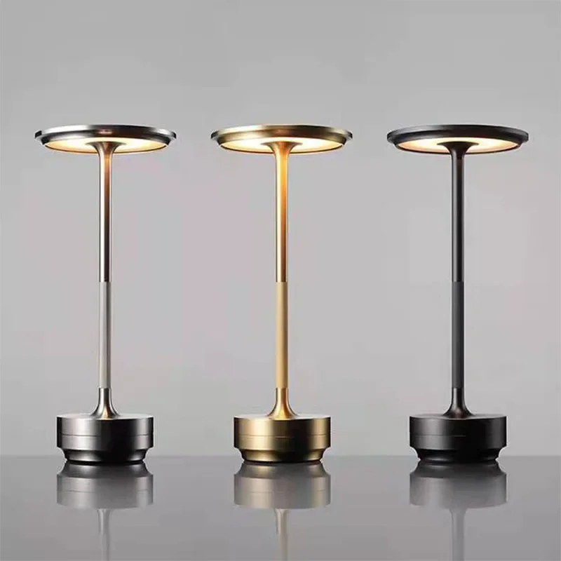 

Cordless Dining Rechargeable Decorative Touch Bar Table Lamp Aluminum Metal Battery LED Table Wireless Luxury Hotel Restaur Lamp