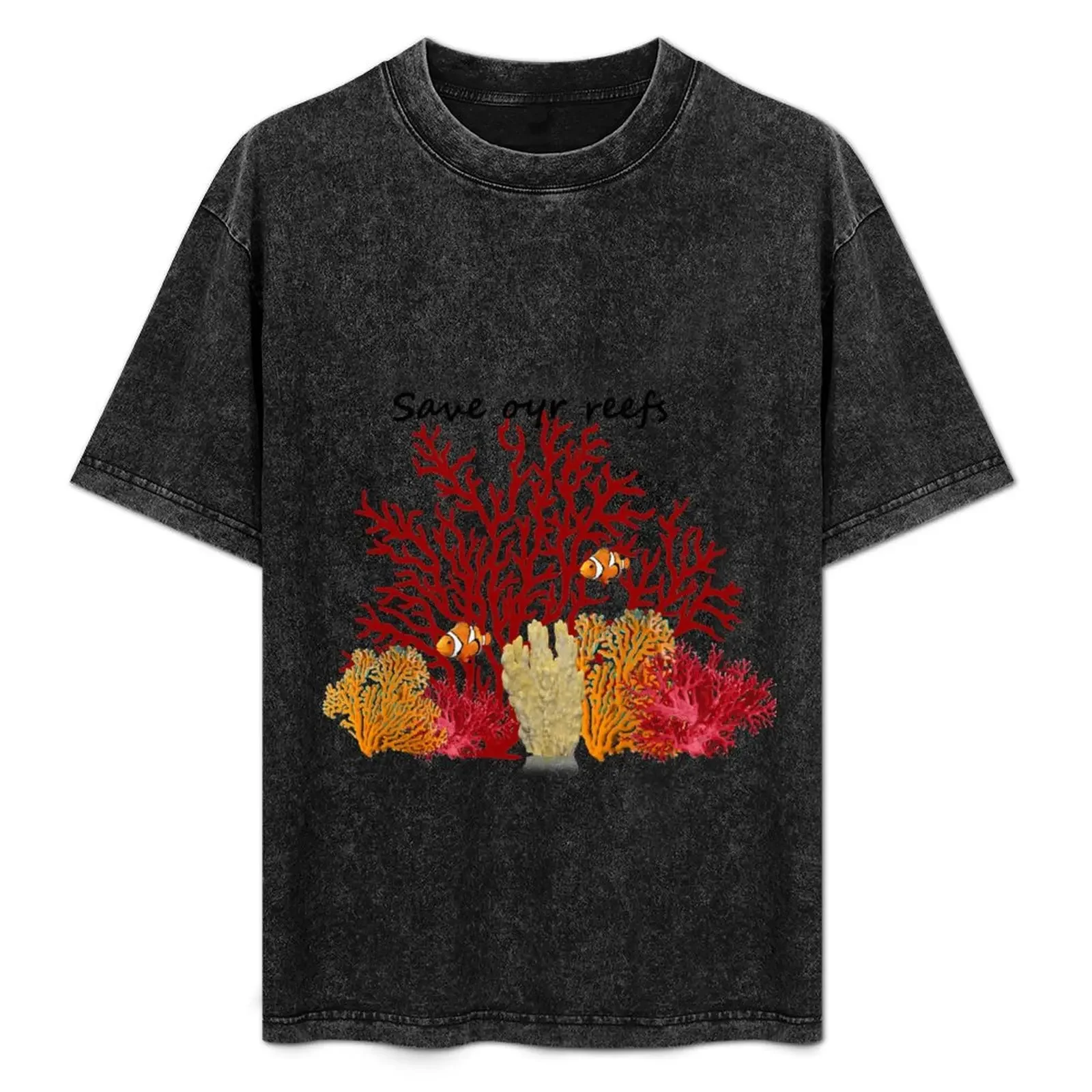 

save our reefs digitaland mixed media art by mysticladyart T-Shirt Sports Casual Breathable Tee Shirt
