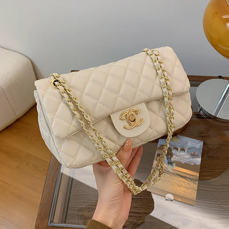 2025 New Trendy Simple Fashion Diamond Grid Small Fragrant Single Shoulder Crossbody Bag Small Square Bag