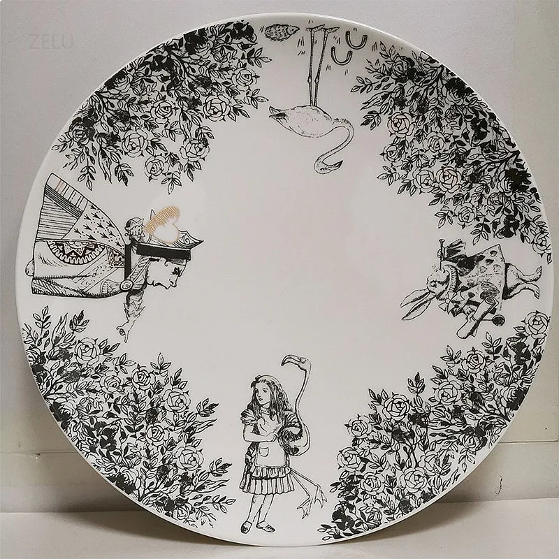 

Museum Souvenir Style Hand Painted Alice In Wonderland Illustration Ceramic Breakfast Plate Victoria Collection Home Gift