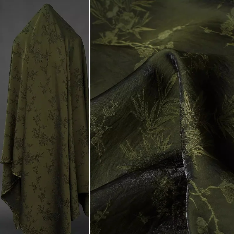 

Ацетатная вискозная жаккардовая ткань оливково-зеленого цвета с узором «Бамбуковый лист» для блузок, платьев, юбок, плиссированного фатина для окон, рукоделия и домашнего декора