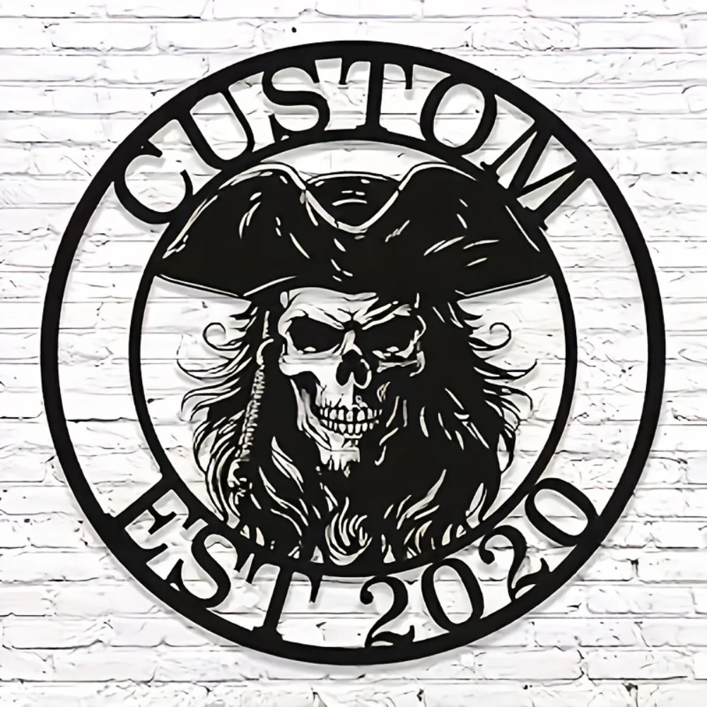 

Custom Tailor - Made Pirate Skull Metal Plaque Timeless Wall - Hung Customized Address Home Garden Metal Art Sign Wall Sculpture