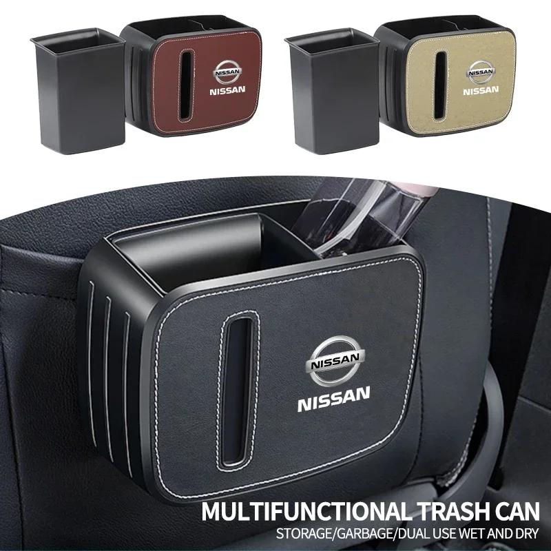 Car seat trash can with paper box Pressing Type Trash Can Car Interior Accessories For Nissan Qashqai X J10 J11 Trail Tiida Juke