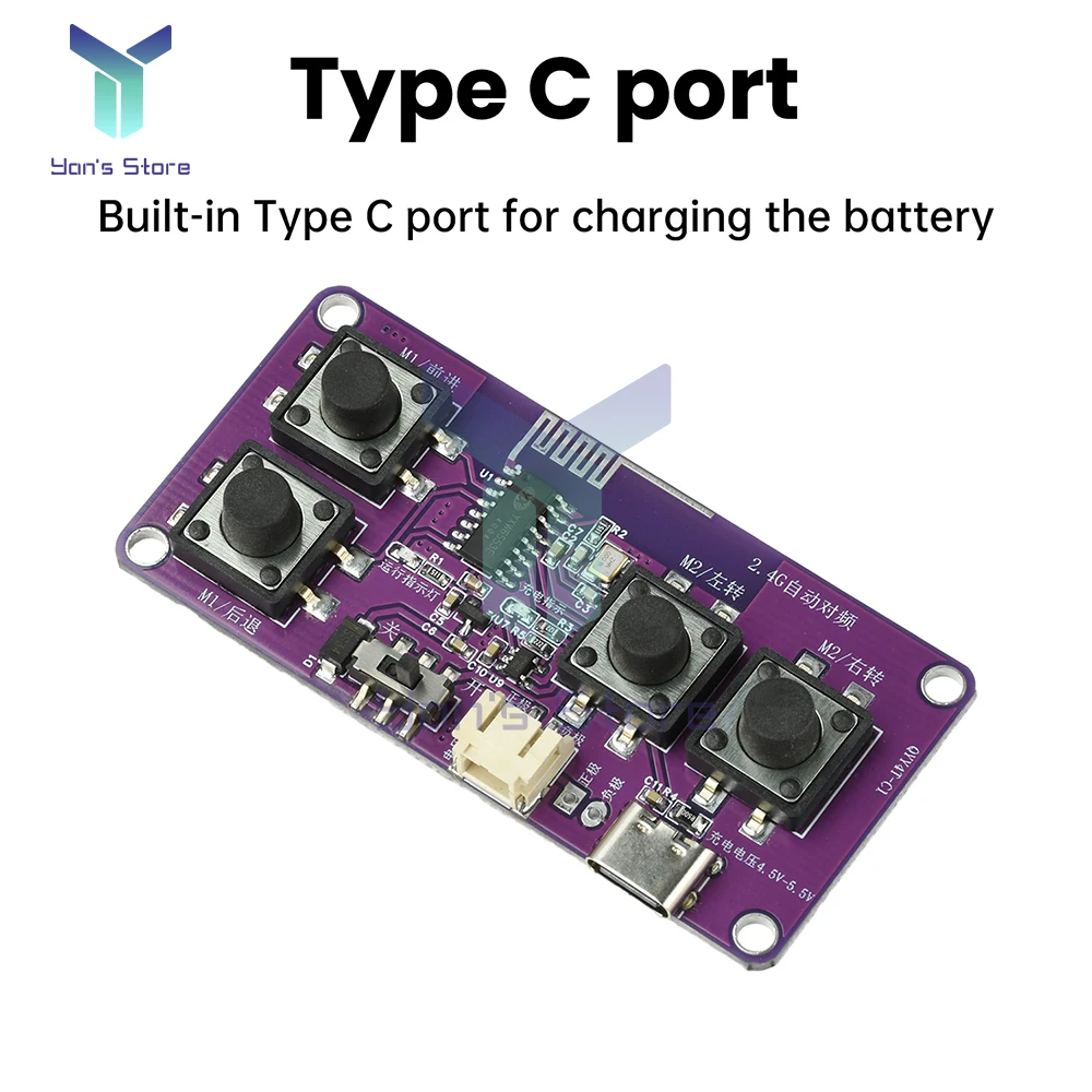 

4-канальный комплект дистанционного управления, приемник, беспроводная сборка «сделай сам», с зарядкой типа C для радиоуправляемых автомобилей, лодок, роботов, диапазон 120-200 м