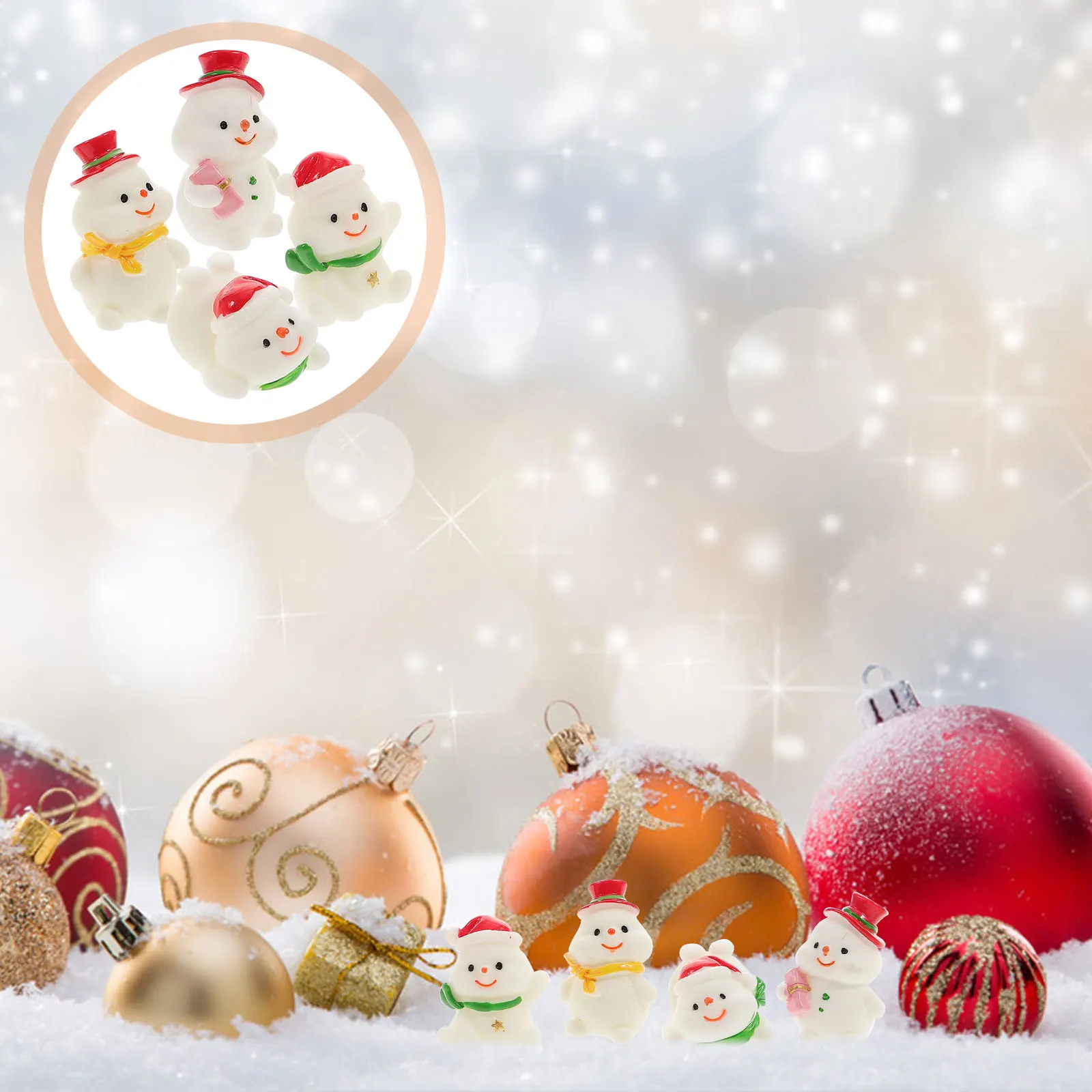 

4 Pcs Snowman Ornaments Tiny Snowmen Figures Christmas Decoration Decorate Resin Mini