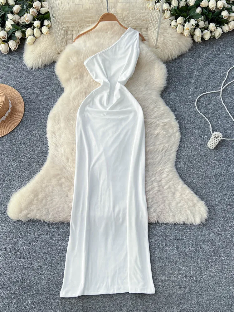 กระโปรงทรงเอเอวสูงผ้าเนลีนสีขาวแบบผูกไหล่ ดีไซน์เกาหลี สำหรับผู้หญิง ใส่ทำงานได้ ใส่สบายช่วงฤดูร้อน