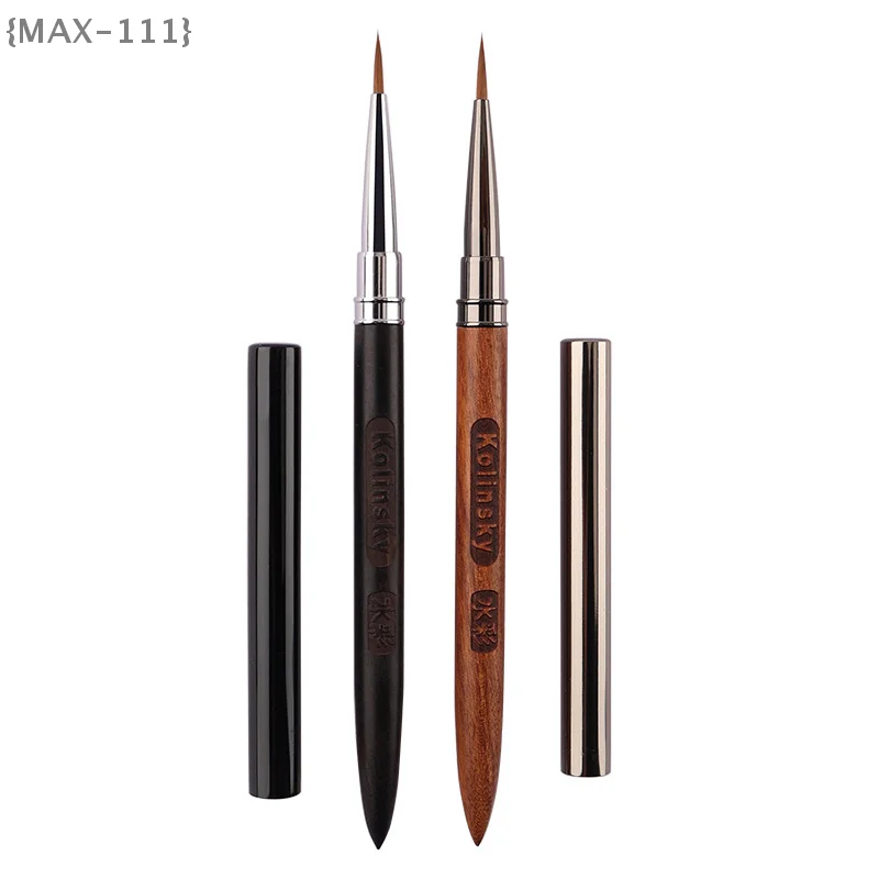 F2-MAX111Wood Handle Triangular Petal Nail Art Liner Brush - Acrylic Grid Stripes Flower Painting Drawing Pen DIY Manicure Too