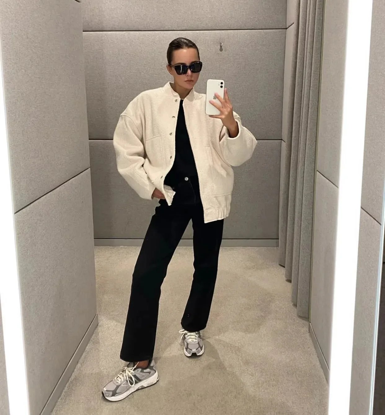 

Casual Loose Coat for Women Y2K Street Stand Collar Concealed Button Coat Autumn and Winter European and American Style New Coat