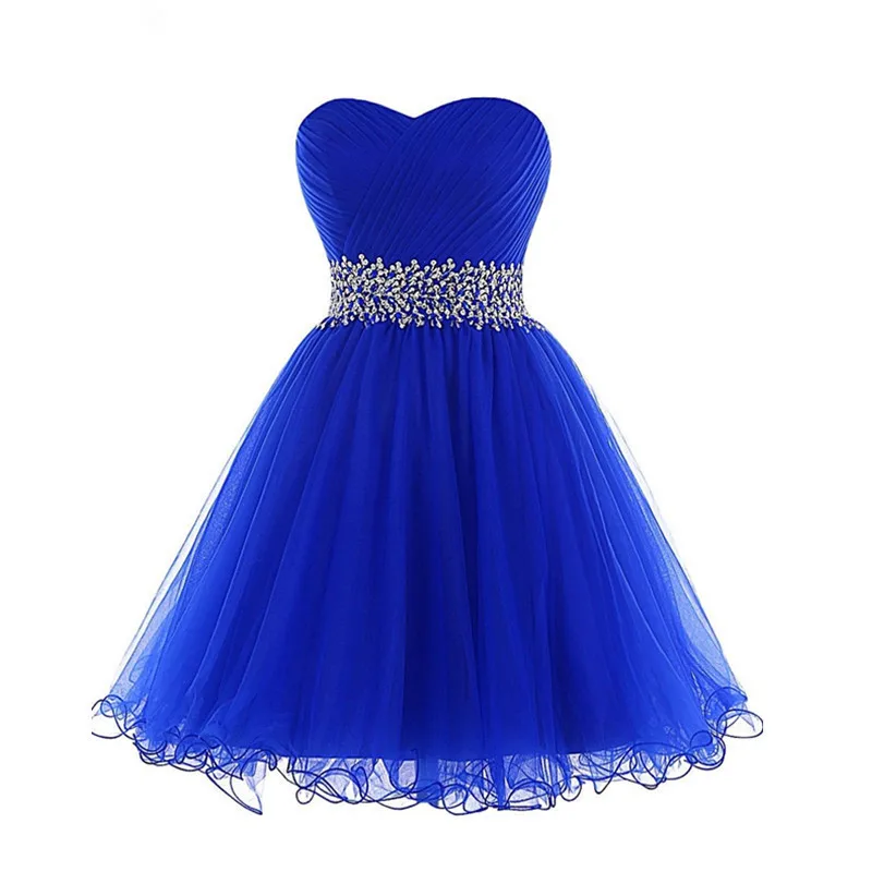 

Royal Blue Vestidos De Noche Fiesta Sexy Strapless Short Evening Dress Simple Mono Tulle Robe De Soiree 16 Colors Available