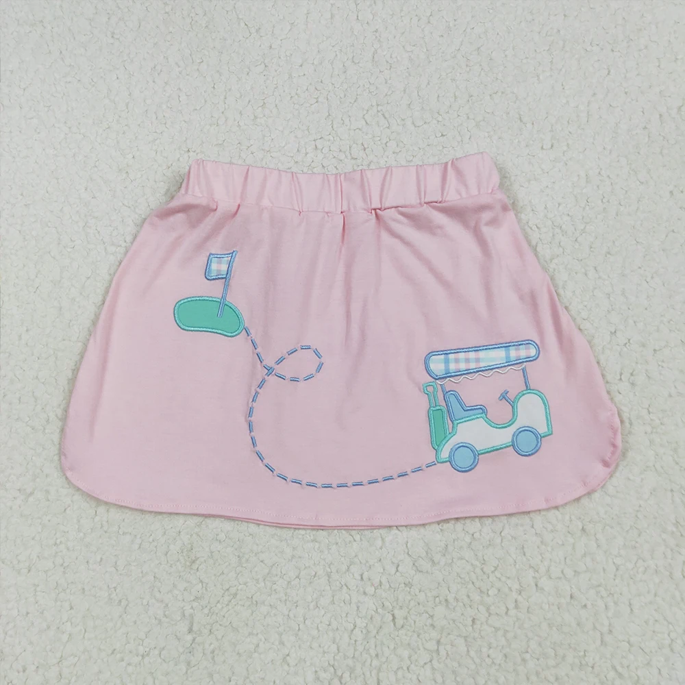 

Baby Pink Golf Flag Skirts for Girls Embroidery Kids Summer Skirts Girls Summer Clothes Pink