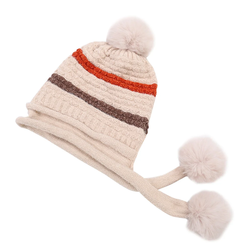 

Women Wool Knitted Hat Headgear Warm Ski Hat Hair Ball Decor Wool for Adults Girls (Beige) women knitted hat