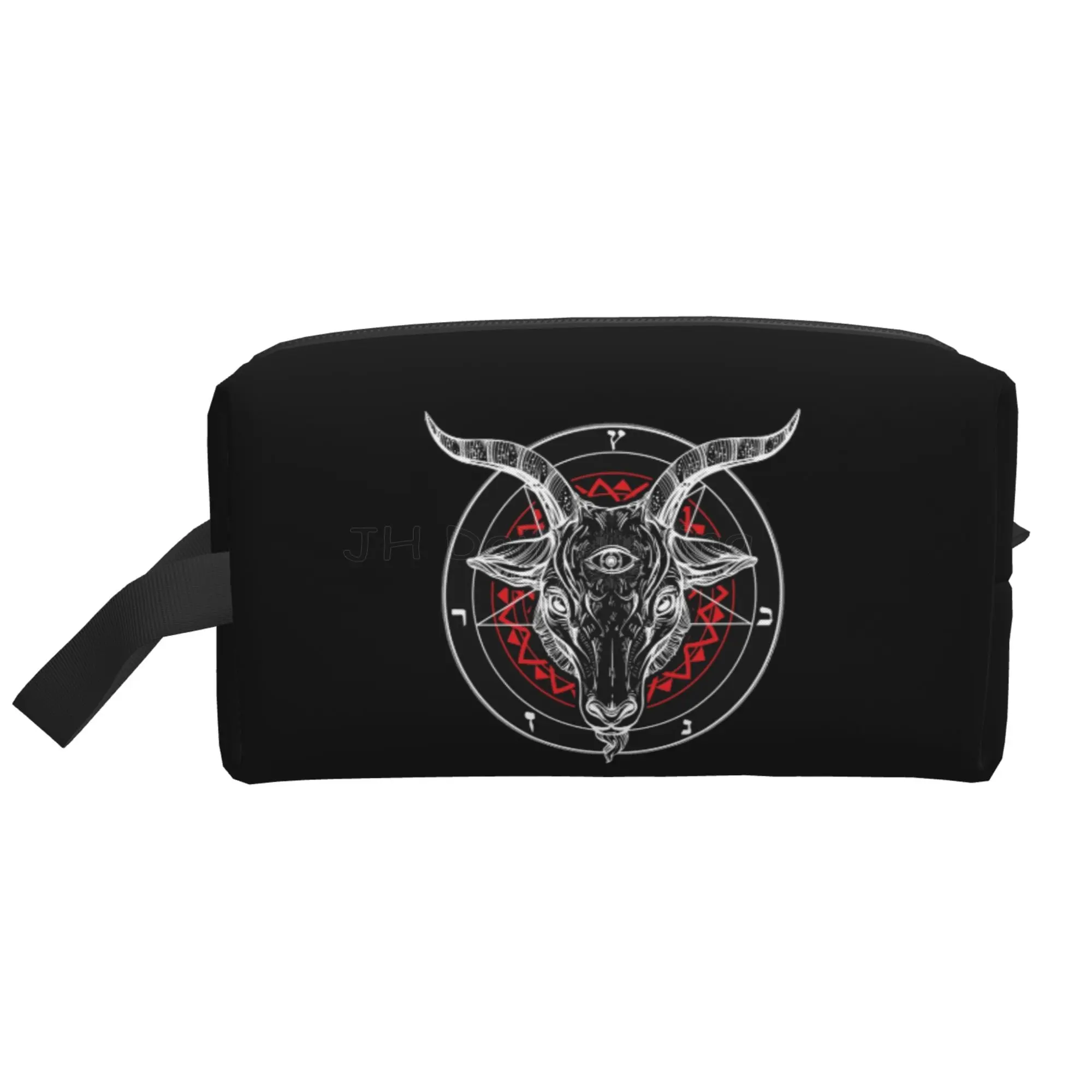 Baphomet Pentagram Satantic Occult Church of Satan Goat Goth Storage Bag Portable Large Capacity Travel Toiletry Cosmetic Bag