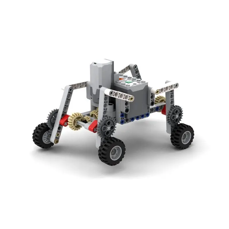 Small Engineer Building Blocks Electric Engineering Machinery Group Model Technology Assembly Four Leg Crawler Vehicle Set