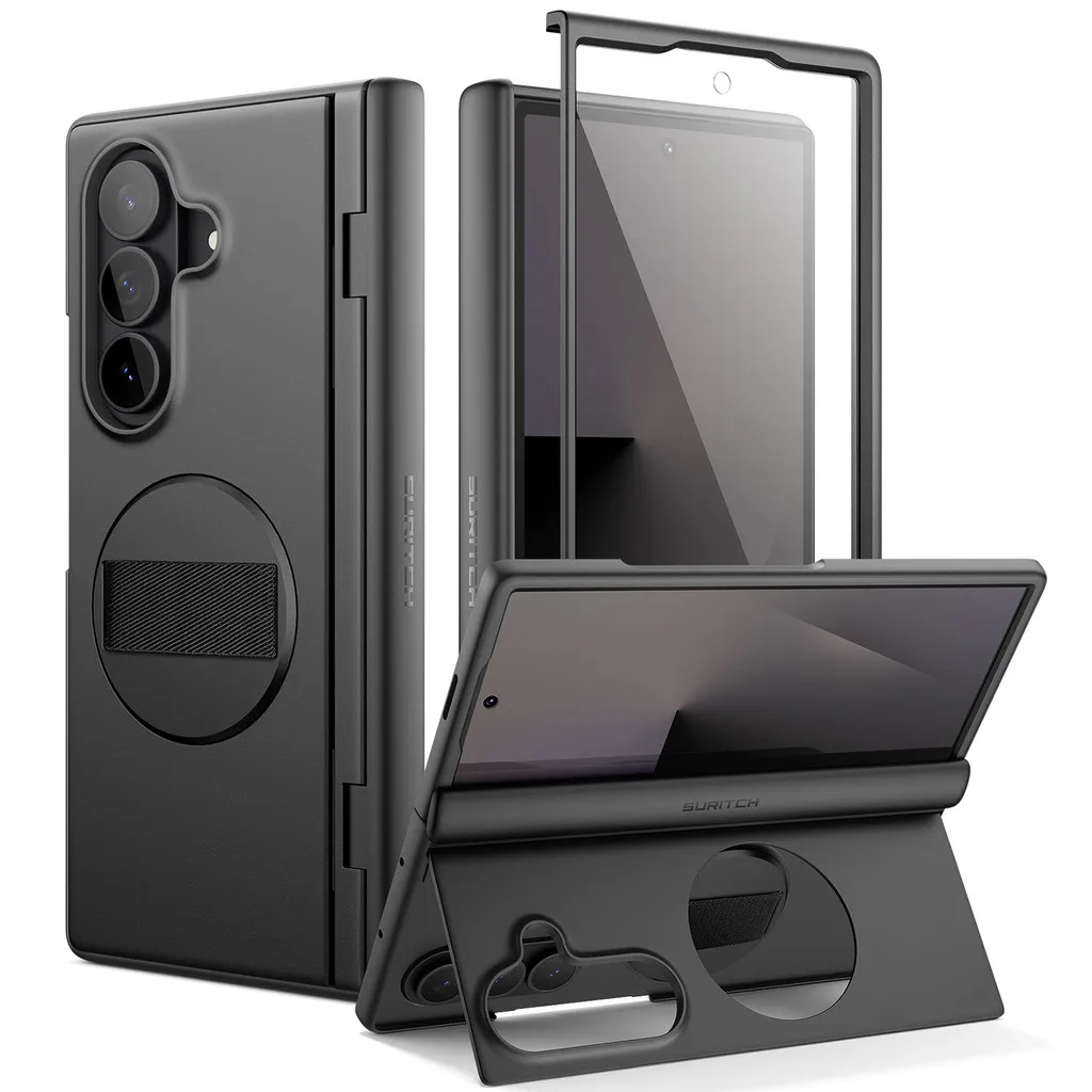 

SURITCH for Samsung Galaxy Z Fold 7 Case W26 with Kickstand Front Screen Protector Rotation Grip Hinge Protection Rugged Cover