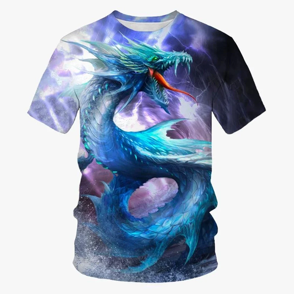 Dinosaurier-Illustration 3D-Druck Herren Sport Schnelltrocknendes Atmungsaktives T-Shirt Harajuku Y2K Street Casual Hip-Hop Trend Kinder-Oberteil – Detail 5
