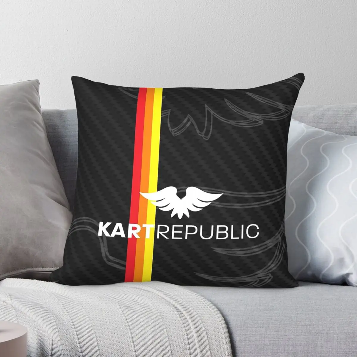 Kart Republic Racing Carbon Square Pillowcase Polyester Linen Velvet Printed Zip Decorative Pillow Case Home Cushion Case