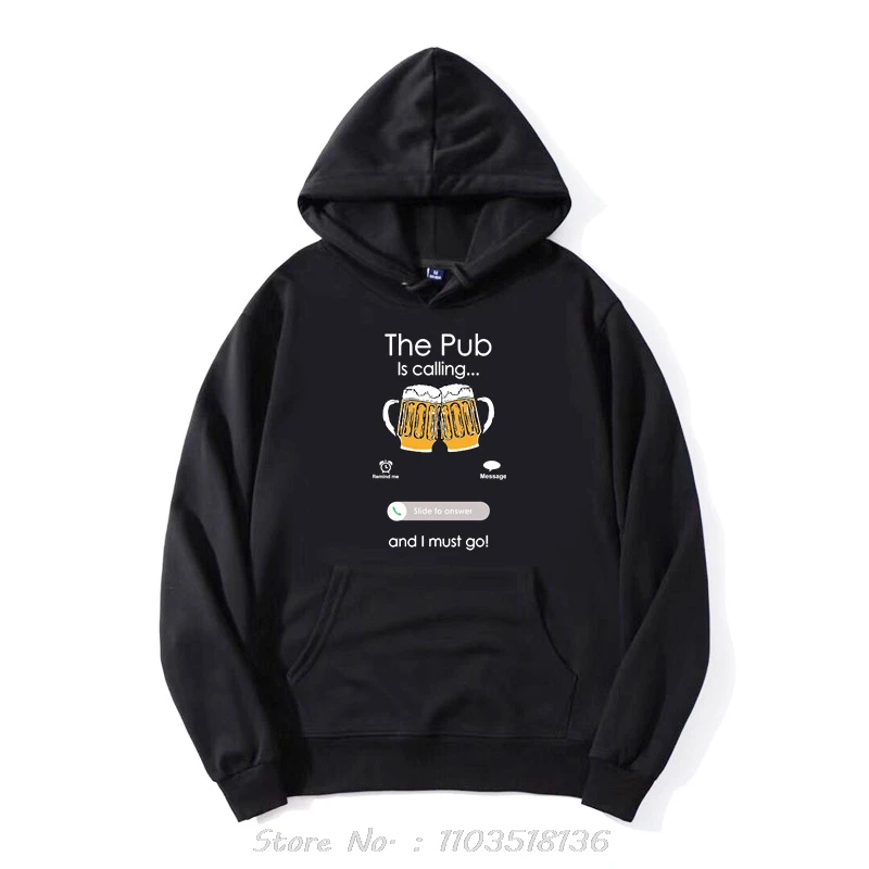 Beer Is Calling And I Must Go Phone Calling Screen Beer Hoodie Beer Day Hoody Custom Clothing Oversized Sweatshirt Pullover