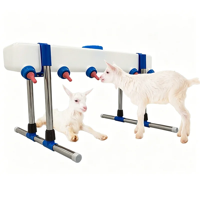 Double Sides 12 Teats Lamb Milk Feeder with Bracket Anti-Drip Silicone Nipple for Lamb