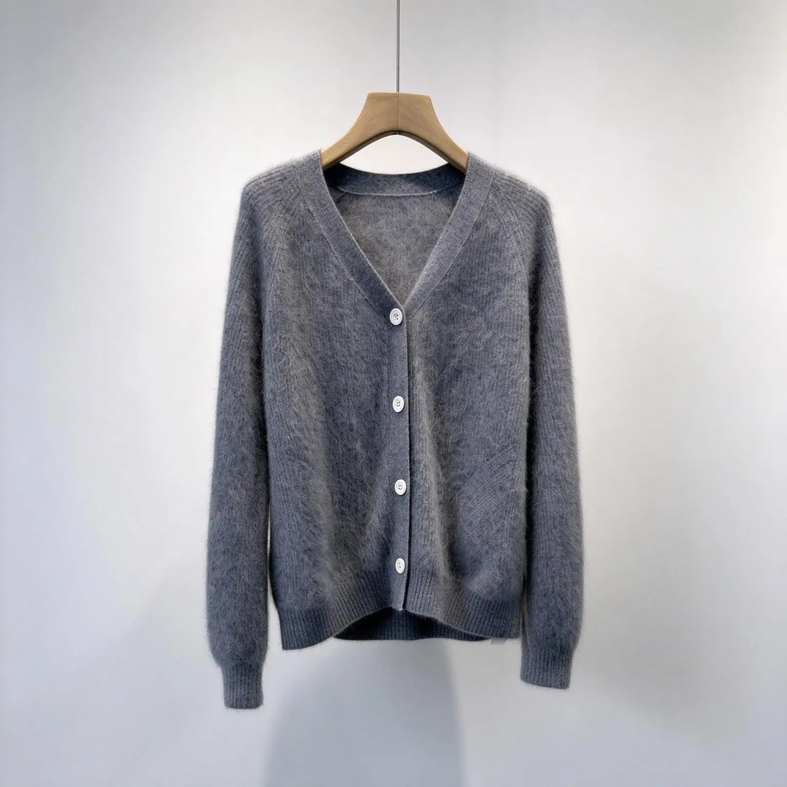 Women V-Neck Knit Cardigan Single Breasted Loose Casual Sweater