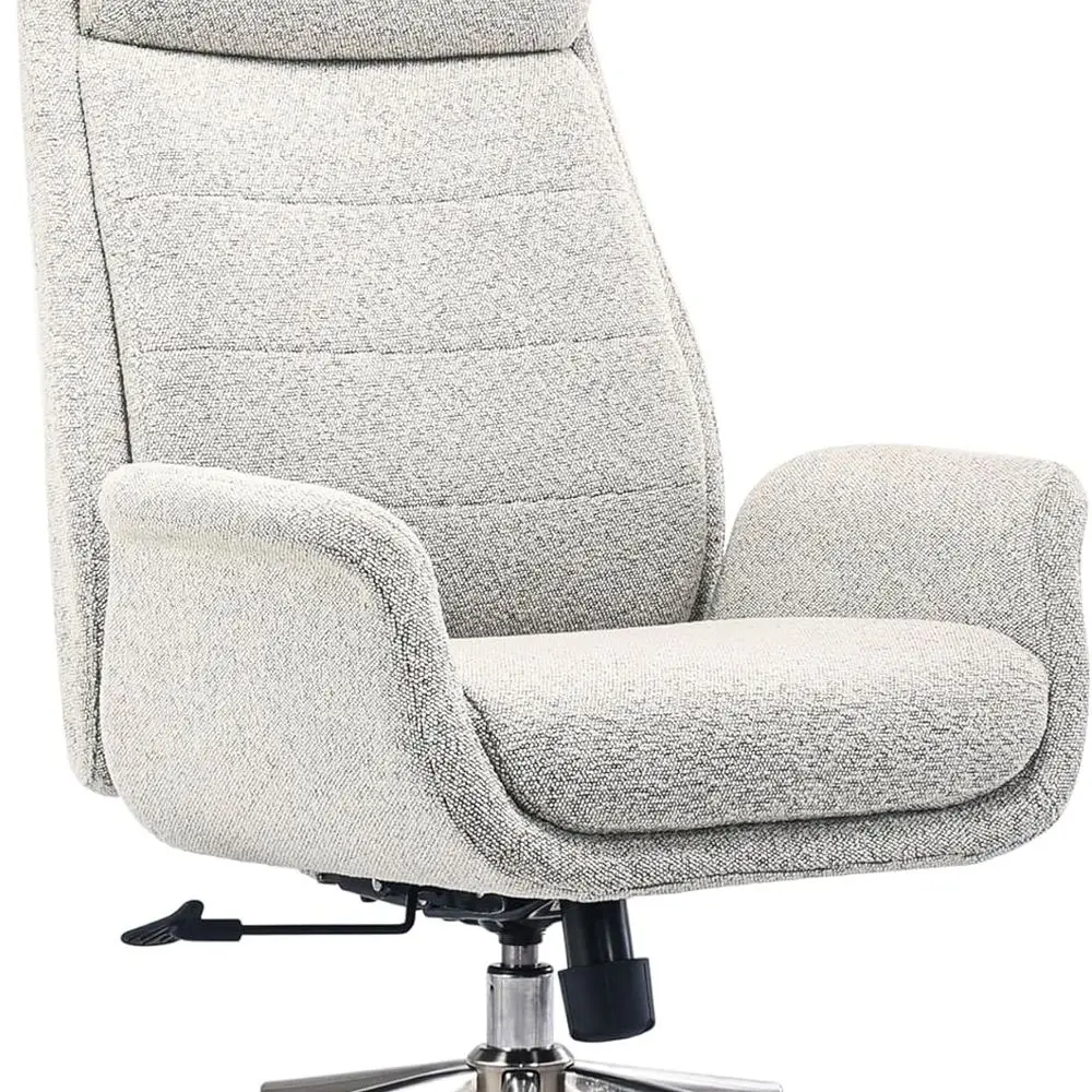 

Элегантный офисный стул с высокой спинкой из светлого песка с матовым никелем, сертифицированный BIMA, комфортная ткань Pizana Bouclé