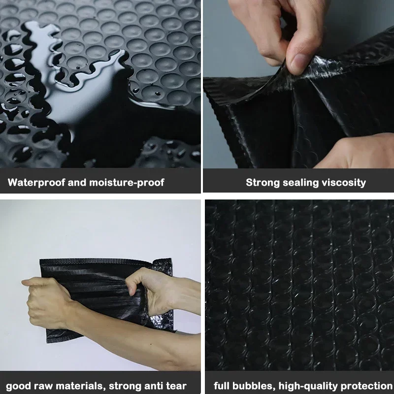 50 Uds. Bolsa de sobre de perlas negras para sobre de burbujas, embalaje de oficina, sobres acolchados para embalaje de regalo de bolsa propia