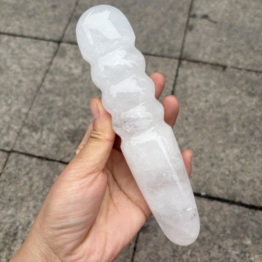 Obsidian and Rose Quartz Wavy Massage Wand, Multi-Gemstone Curved Wand Figurine Tabletop Decor for Holistic Healing and Wellness