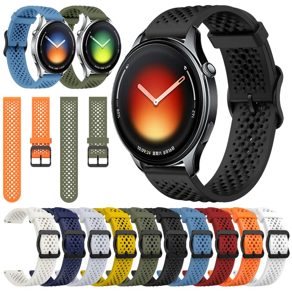 22 mm atmungsaktives Silikonarmband für Xiaomi Watch 5/S1/S2/S3/S4 Sportbänder Mi Watch Color 2/für Amazfit Active Max/Helio/Bip 6 5